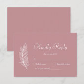 Trouwjurk ROE Roze & Wit Eenvoudig RSVP Kaartje (Voorkant / Achterkant)