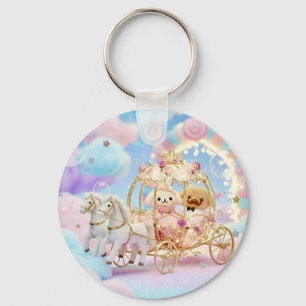 Trouwjurk Schattig Hondje Sprookjesachtige Koets Sleutelhanger