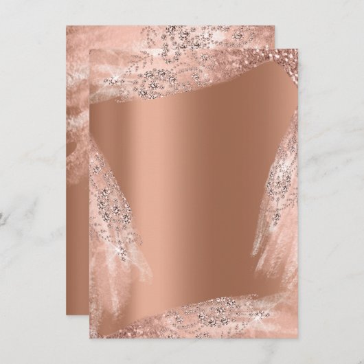 Trouwjurk Sweet 16 Roos Koper Diamant Glitter Kaart (Voorkant / Achterkant)