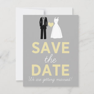 Trouwjurk & Tuxedo Save The Date Aankondiging