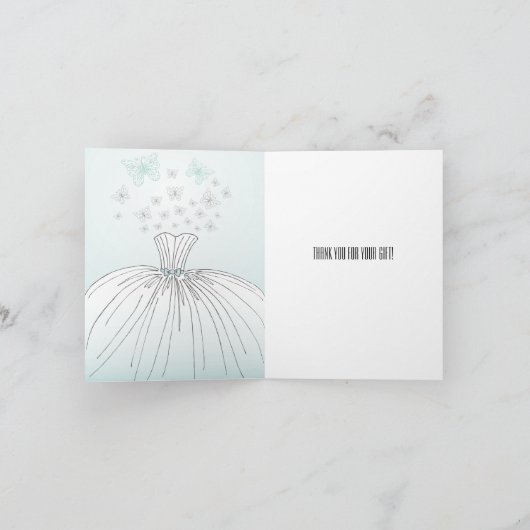 Trouwjurk Vlinders Dank Je Bedankkaart (Binnen)