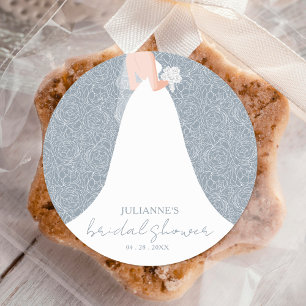 Trouwjurk Vrijgezellenfeest Dusty Blue Ronde Sticker