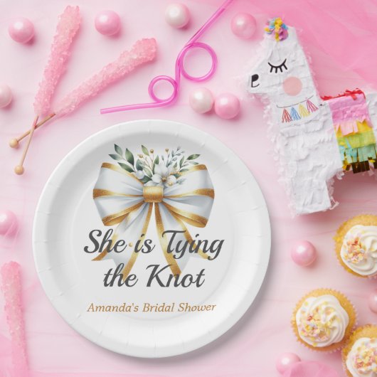 Trouwjurk Witte Boog Bloemige Bruidsmeisjes Bruilo Papieren Bordje (Feest)