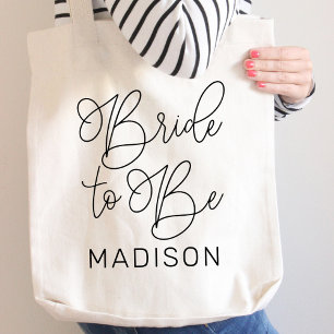 Trouwjurk Zwart Modern Schrift Aangepaste Huwelijk Tote Bag