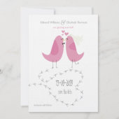 Trouwkaart 2 Roze Vogels Save the Date Aankondigin Kaart (Voorkant)