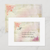 Trouwkaart antwoordkaart met bloemmotief RSVP kaartje (Voorkant / Achterkant)