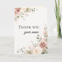 Trouwkaart Bedanken, Elegante Stof Roos Bloemen