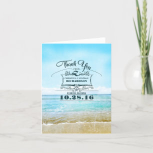 Trouwkaart bedanken strand bedankkaart