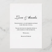 Trouwkaart bedankkaart Love & thanks Folie Uitnodiging (Achterkant)