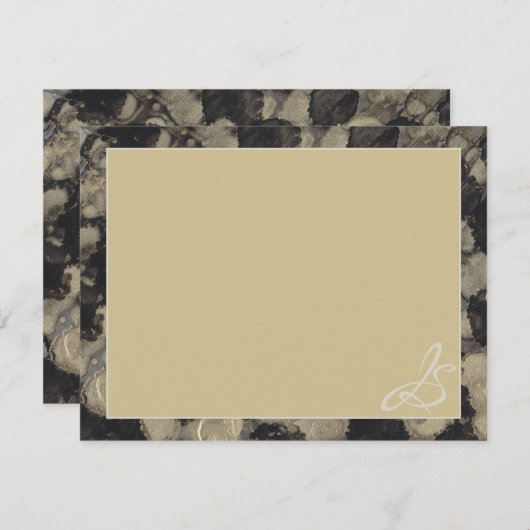 Trouwkaart bedankkaart Schakeringen van goud en zw (Voorkant / Achterkant)