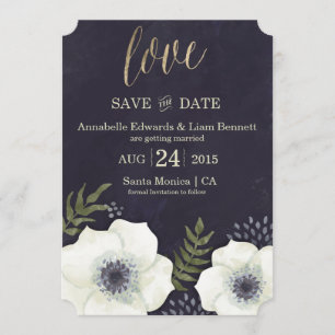 Trouwkaart Bloemen Zomer Nacht 'Save the Date' Kaart