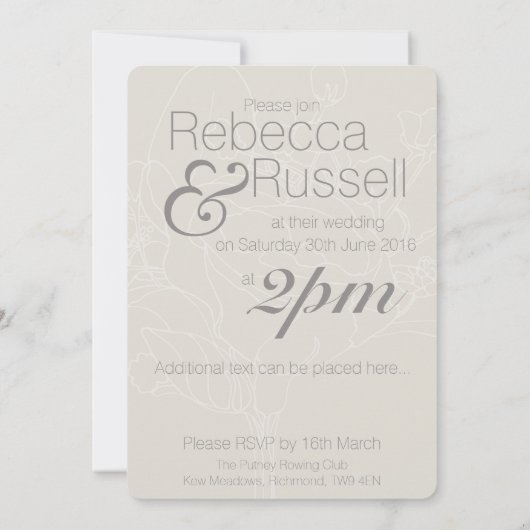 Trouwkaart bloemmotief (Natuurlijk) Kaart (Achterkant)