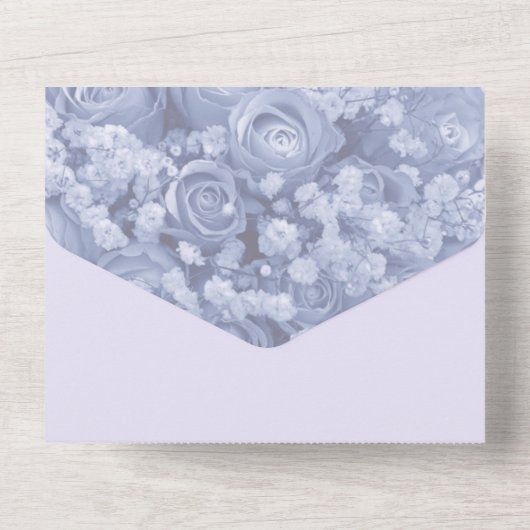 Trouwkaart 'Blue Bells All in One' All In One Uitnodiging (Achterkant)