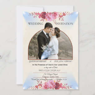 Trouwkaart Blush Rose Kerk Kaart