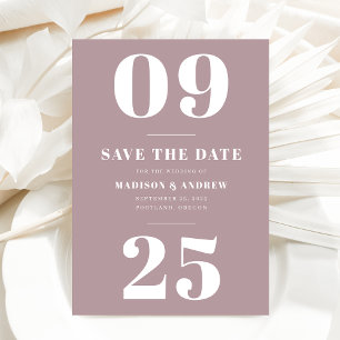 Trouwkaart Bold Typography Mauve Paars Save The Date