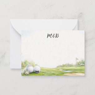 Trouwkaart bruid & bruidegom golf notitiekaart, El Notitiekaartje
