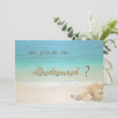 Trouwkaart bruidsmeisje met schelpen kaart (Staand voorkant)