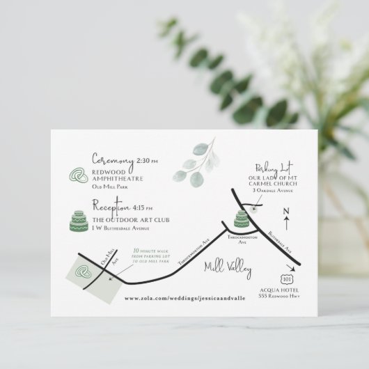 Trouwkaart Custom Order Design Informatiekaartje (Staand voorkant)