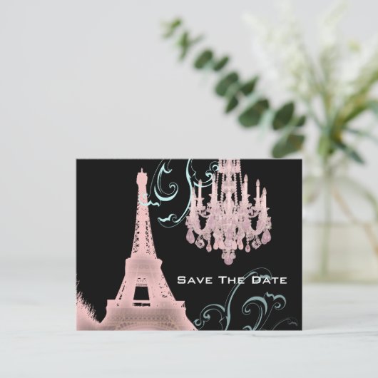 Trouwkaart Eiffeltoren Parijs save the date Aankondigingskaart (Staand voorkant)