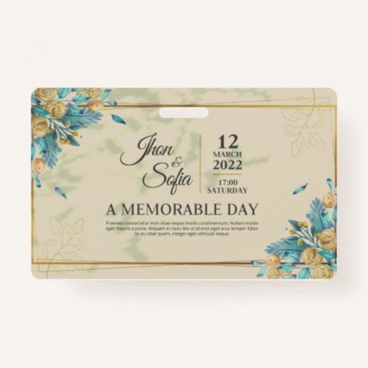 Trouwkaart Emerald Groenery Ontvangstkaart Trouwfe Badge (Voorkant)