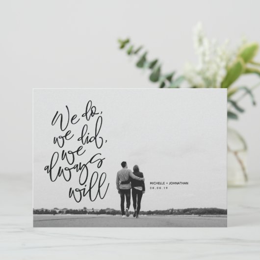 Trouwkaart en uitnodigingskaart voor weglopers kaart (Staand voorkant)