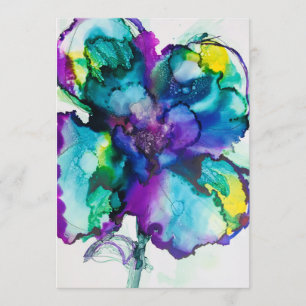 Trouwkaart Flower Power Alcohol Inkt Vet Kaart