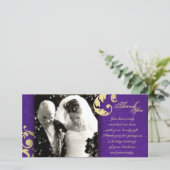 Trouwkaart Fotokaart Bedankt - Paars Goud Textuur (Staand voorkant)