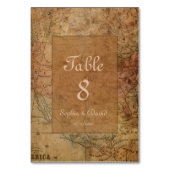 Trouwkaart Huwelijksreis Oude Wereldkaart Met Mono Kaart (Voorkant)