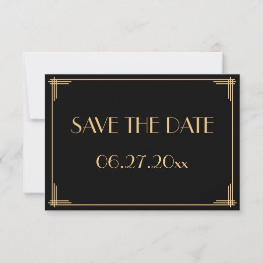 Trouwkaart in Art Deco-stijl 'Great Gatsby' om de  Save The Date (Voorkant)