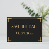 Trouwkaart in Art Deco-stijl 'Great Gatsby' om de  Save The Date (Staand voorkant)