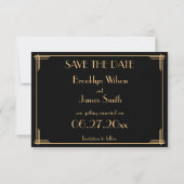 Trouwkaart in Art Deco-stijl 'Great Gatsby' om de  Save The Date (Achterkant)