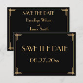Trouwkaart in Art Deco-stijl 'Great Gatsby' om de  Save The Date (Voorkant / Achterkant)