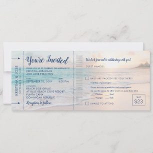 Trouwkaart Instapkaart Strand Zonsondergang + RSVP Kaart