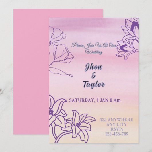 Trouwkaart Kaart (Voorkant / Achterkant)