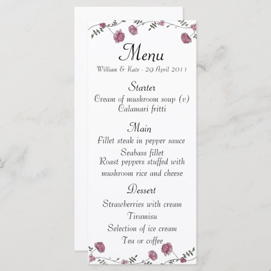 Trouwkaart Menu (Voorkant / Achterkant)