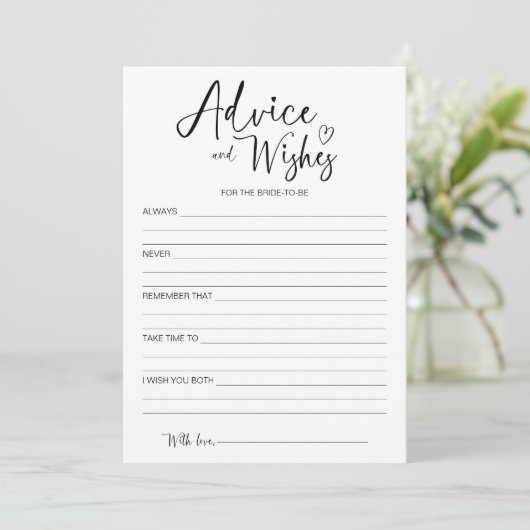 Trouwkaart met Advies en Wensen voor de Bruid Kaart (Staand voorkant)