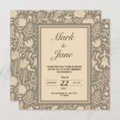 Trouwkaart met bloempatroon thema save the date (Voorkant / Achterkant)