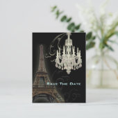 Trouwkaart met Eiffeltoren in Parijs Aankondigingskaart (Staand voorkant)