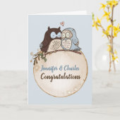 Trouwkaart met eigen naam en uilen kaart (Gele Bloem)