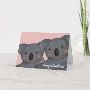 Trouwkaart met felicitaties voor een schattige koa kaart