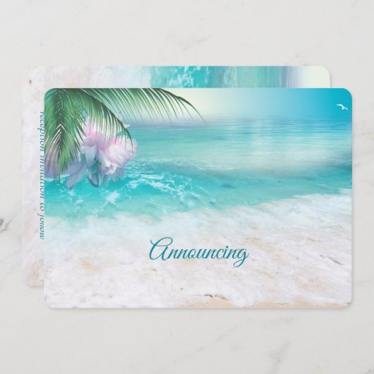 Trouwkaart met FONKELENDE OCEAANWATEREN Save The Date (Voorkant / Achterkant)