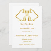 Trouwkaart met gouden bel en lint Save The Date (Voorkant / Achterkant)