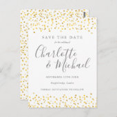 Trouwkaart met gouden harten confetti Save the Dat Briefkaart (Voorkant / Achterkant)