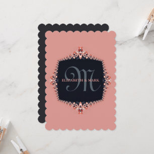 Trouwkaart met kleine orchidee roze monogram kaart