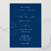 Trouwkaart met Koninklijk Blauwe en Echte Zilverfo Folie Uitnodiging (Voorkant)