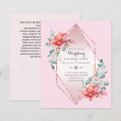 Trouwkaart met lage begroting rode roos bloemmotie (Voorkant / Achterkant)