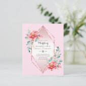 Trouwkaart met lage begroting rode roos bloemmotie (Staand voorkant)