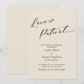 Trouwkaart met 'Liefde is Geduldig' en uitstel van Kaart (Voorkant / Achterkant)