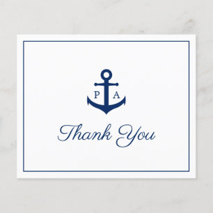 Trouwkaart met marineblauw nautisch thema en bedan