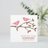 Trouwkaart met monogram van liefdesvogels kaart (Staand voorkant)